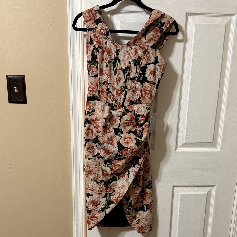 Nordstrom Floral Sleeveless Dress - Black and Pink (Lavish Alice) size 6 NWT